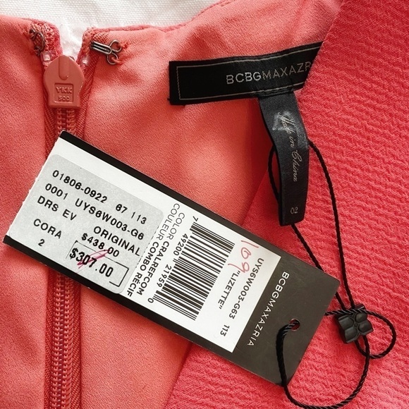 NWT BCBGMAXAZRIA LIZETTE CORAL COLORFUL STRIPES V-NECK SLEEVELESS MAXI DRESS - 2 - Picture 8 of 10